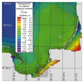 Currents and water level in the coastal zone and lagoons of the Southeast Baltic during a W-NW storm surge of 20 m/s (simulation data)